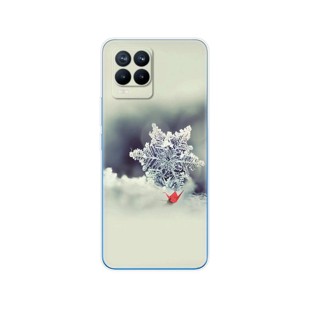 Для Realme 8 Чехол 6,4 дюйма задняя крышка телефона для Realme 8 Pro OPPO Realme8 4G RMX3085 Бампер Зима, Рождество, Снежная елка, Новый год