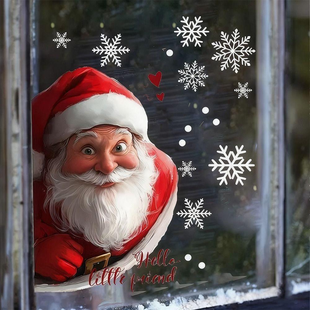 Имитация Рождественская Стеклянная Наклейка на Окно Двусторонняя Визуальная Декоративная Наклейка на Окно Новый Год