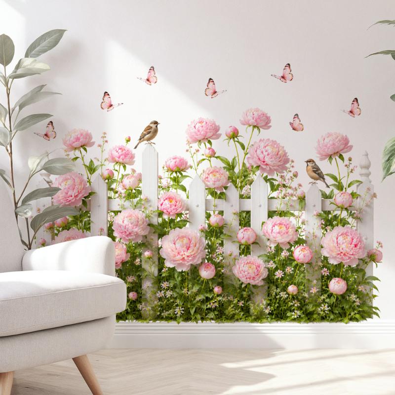 Removable Waterproof Wall Decal Dandelion Butterfly Sunflower Pattern for Coffee Shop Bakery Wall Decor