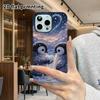 Phone Case: 2D flat suitable for iPhone 18 17 16 15 14 13 Pro film protective case, couple style, snowy heart little penguin, Christmas and Halloween 