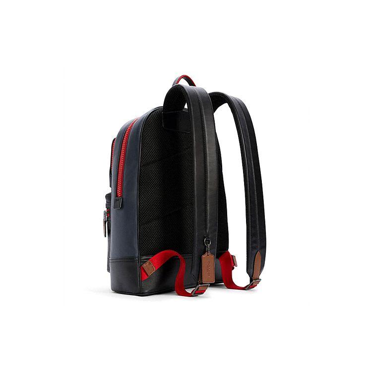 Coach Rider Printed Color Block Coated Canvas And Calfskin Backpack Men Backpacks Dark-Blue C4146-QBSP8