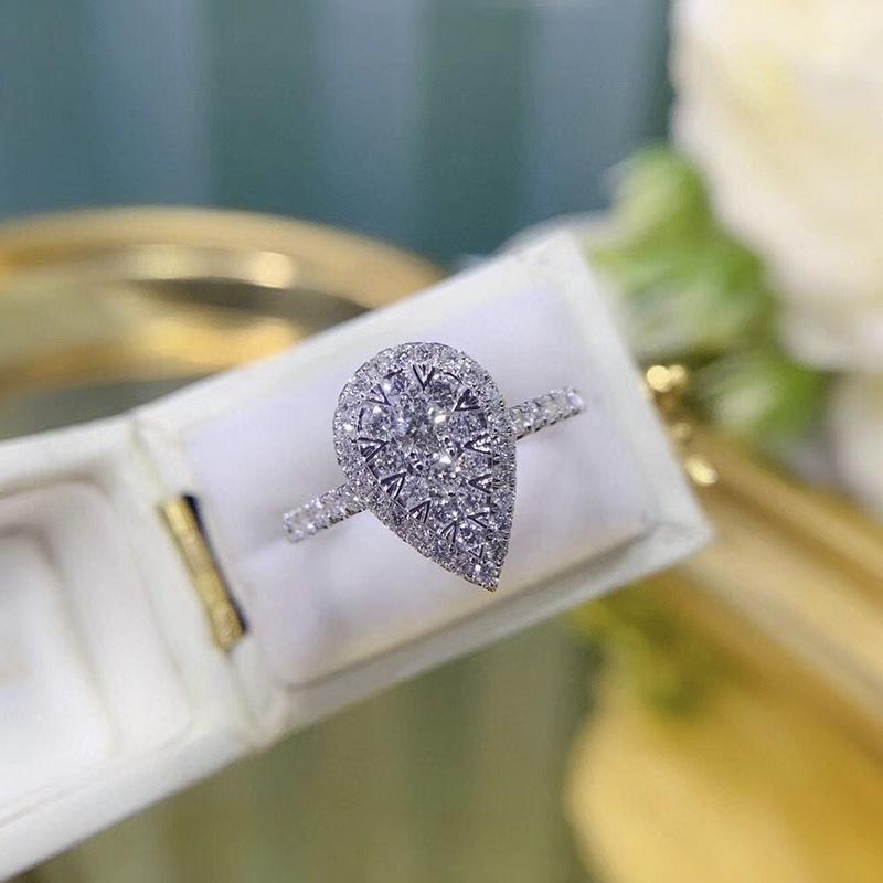 Кольцо Huitan Pear Shaped Color Ring для женщин, помолвка, свадьба, модные ювелирные изделия, блестящие кольца с кубическим цирконием, аксессуары, популярные