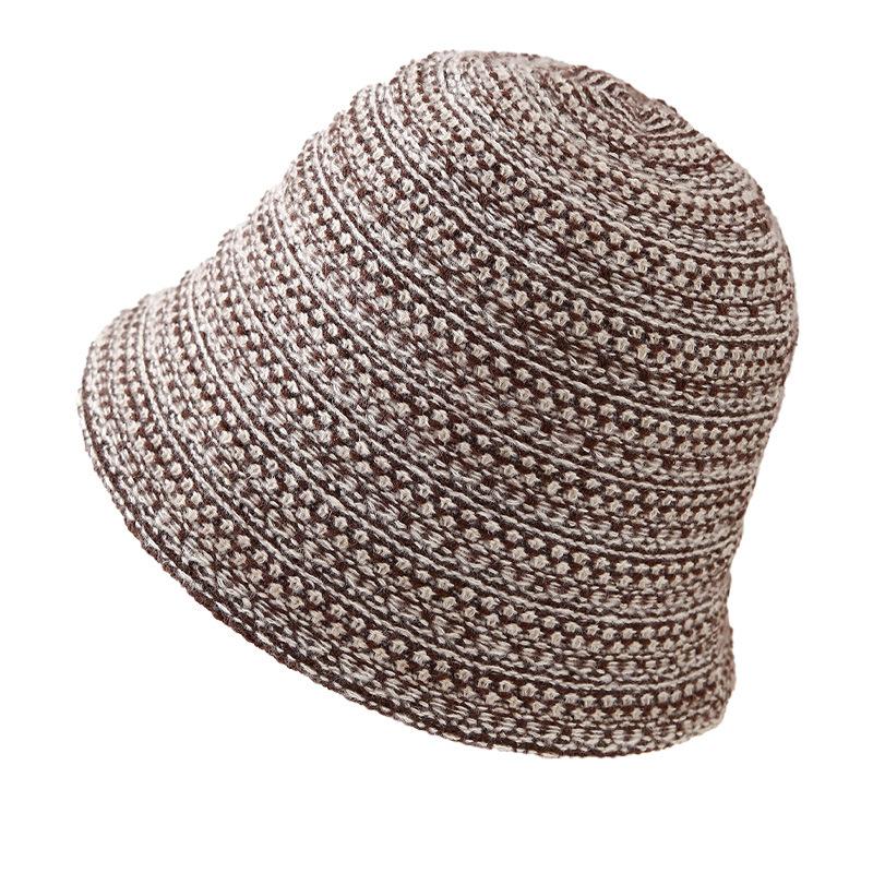 New mixed color knitted wool bucket hat women's autumn and winter casual versatile elegant bucket hat warm and cold basin hat