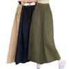 2024 Women's Summer Top Double Pocket Design Half Length Skirt Loose Large Split A-line Skirt