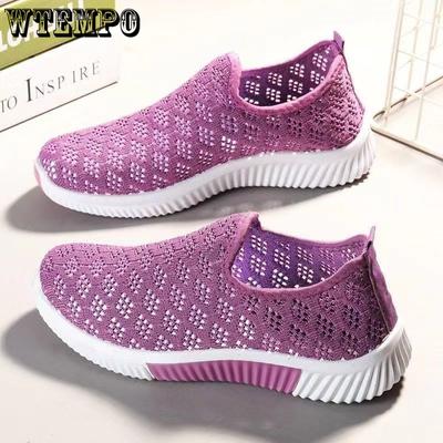 Женская обувь, летние тканевые туфли в старом Пекине, дышащая повседневная обувь с сеткой и мягкой подошвой, нескользящая обувь на плоской подошве со стременами на одну ногу