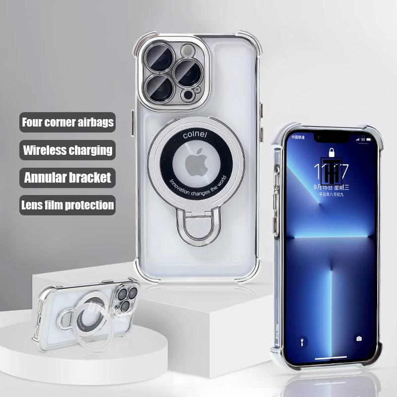 Новый прочный магнитный держатель-кольцо Magsafe для iPhone 16 15 14 13 11 12 Pro Max Plus, противоударный, тонкий, с гальваническим покрытием, прозрачный чехол