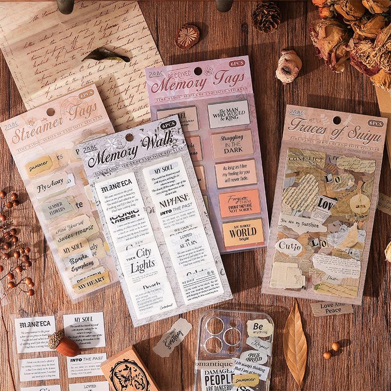 Yuezhen Ретро Английский Текст Высечка ПЭТ Наклейка для Журналов