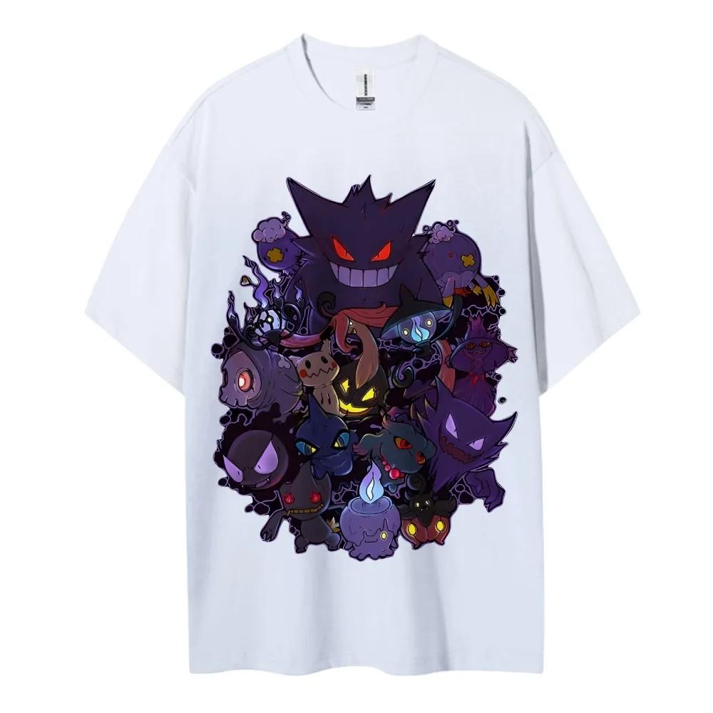 Мужская футболка Pokemon из чистого хлопка, повседневная, с круглым вырезом, с коротким рукавом, летняя, спортивная, повседневный топ с коротким рукавом