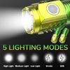 Tactical 3LED Mini Flashlight Outdoor 3 LEDs Torch Hat Clip USB Rechargeable Work Light 5 Modes for Hiking Camping Car Repair