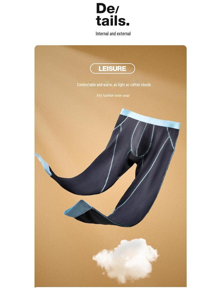 Men's Winter Cold-Proof Tight-Leg Thermal Leggings - Comfortable Solid Color Youth Underwear