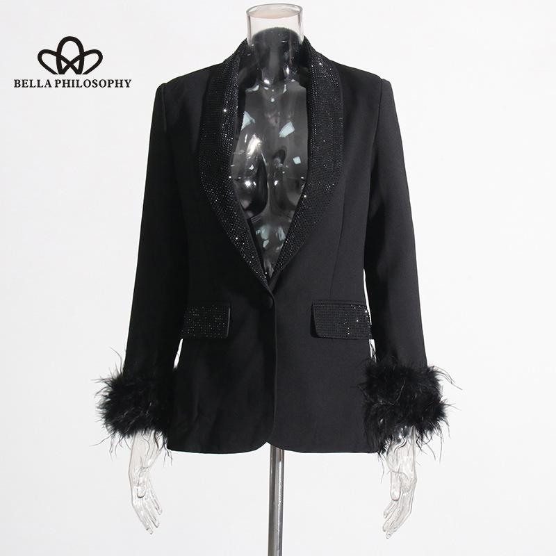 Элегантный пиджак в европейском и американском стиле, новинка 2023 года, модный тонкий пиджак с вырезом и строчкой из перьев, облегающий тонкий пиджак