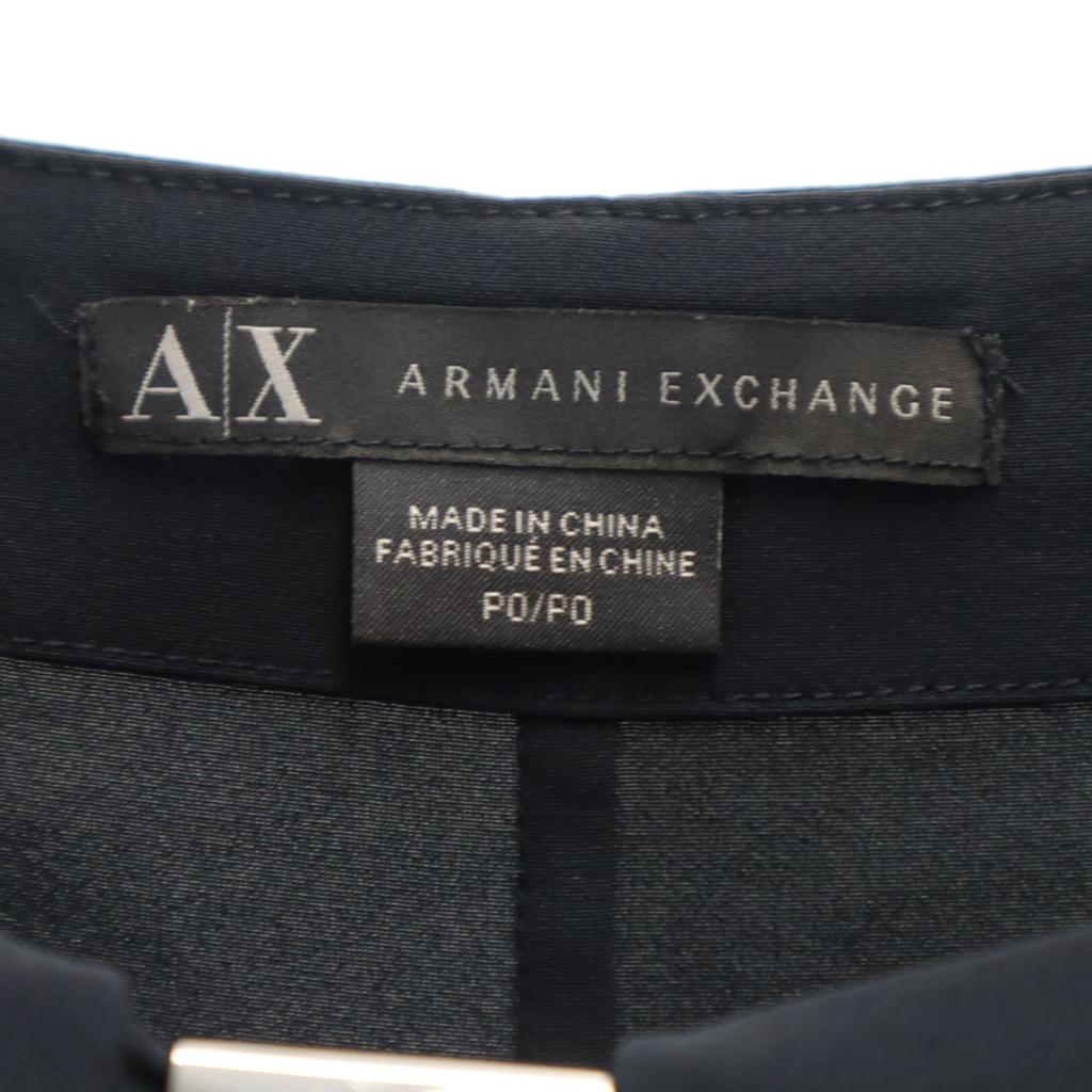 Armani Exchange Мини-платье с длинным рукавом и узором по краю PO Темно-синий Женский Б/У