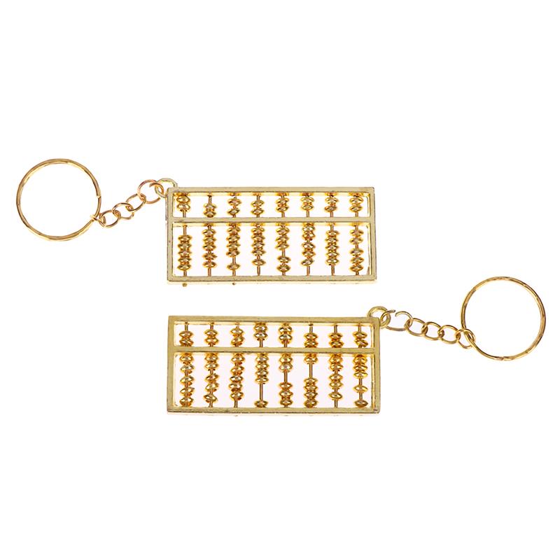 Золотой китайский инструмент для бухгалтерского учета, 8-рядный брелок для ключей со счетами, брелок с кольцом