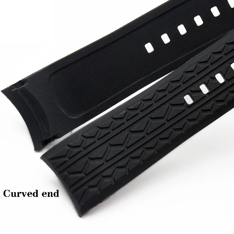 24mm Black Silicone Straps for Porsche Design P6612 Watch Strap Watchband Belt Wristband Replacement Watch Bracelet