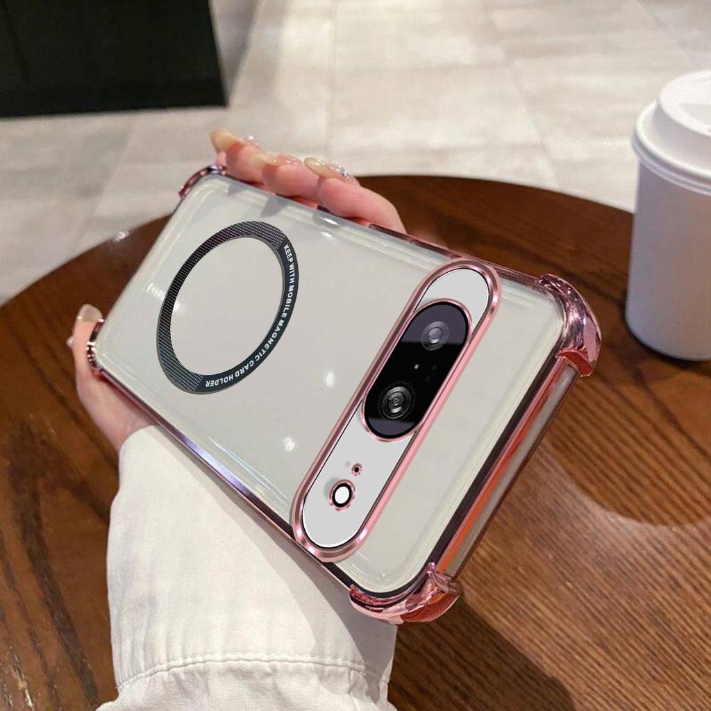 Чехол для Google Pixel 7 Прозрачный Магнитный Корпус Гальванизированная Рамка для Линзы Чехол для Телефона