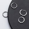 (Pair) P0931W Silver 925 Simple Octagon Ring Earrings Piercing