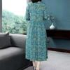 Floral Dress Elegant Floral Print A-line Midi Dress with Half Sleeves Round Neck for Plus Size Women for Dating Commuting