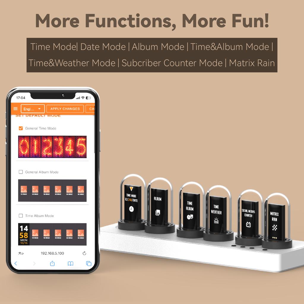 Colorful Digital Lighting Mini IPS Nixie WIFI Desk Clock for Gaming Room Elekstube Desktop Decorative Digital Clock