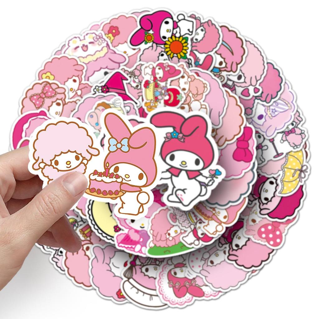 50 Листов Водонепроницаемые Наклейки Sanrio Розовая Овечка Пианино - Декоративный Дизайн Моти