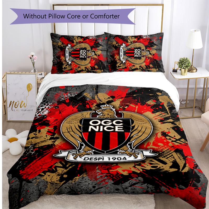 OGC Nice FC Printed 3PCS Bedding Set Breathable Duvet Cover with Pillowcases Decorative Bed Linen for Bedroom Home