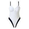 2025 Elegant European & American One-Piece Swimsuit – Stylish Black & White Patchwork Bikini