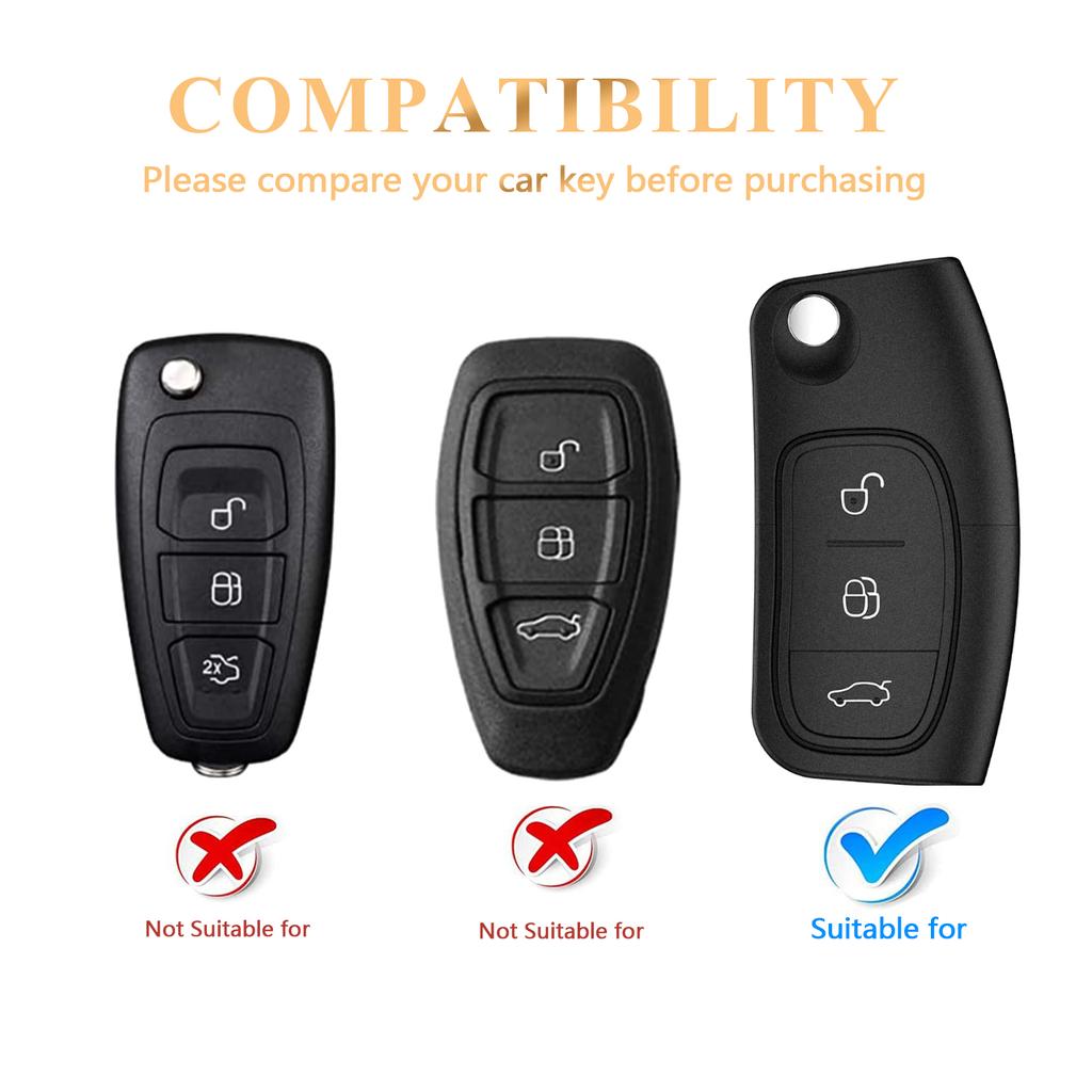 XFVD7 Tpu Car Key Case Cover For For Ford Focus 2 MK2 Fiesta Mondeo Galaxy Falcon Territory Ecosport Kuga Escape Key Fob Case Keychain