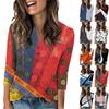 Women's Fashion Casual Loose 3/4 Sleeve Printed Round Neck Top