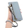 ESEBLE E11 For iPhone 14 Pro Max Case Zipper Pocket Litchi Texture Leather Phone Cover with Mirror and Wrist Strap
