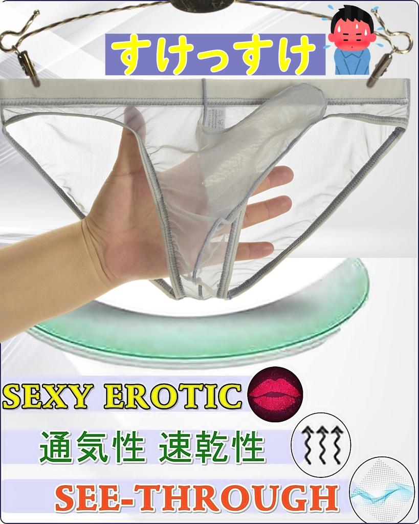 La Transparent Sexy Underwear Micro Mesh Pants Lingerie Elephant Briefs [Heureux Joie] Men's See-Through Men's (XL, PURPLE)