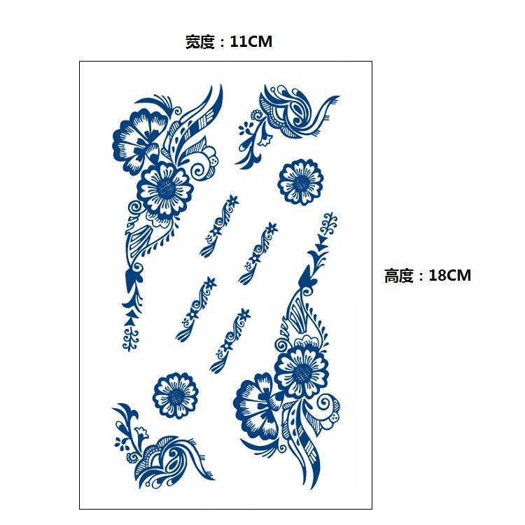 Постепенное изменение геометрический травяной сок лиса кит русалка имитация татуировки наклейка, переводная наклейка на воду