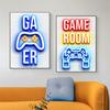 Игровые неоновые белые постеры, холст, картина, видеоигра, настенная художественная картина для игровой комнаты, геймера, мальчика, спальни, домашний декор, без светодиода