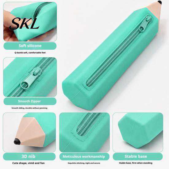 Student Stationery Bag Students Silicone Pencil Case with Zipper, Waterproof Shaped Large Capacity Organizer Pouch, for Pens, Erasers, Rulers Compact
