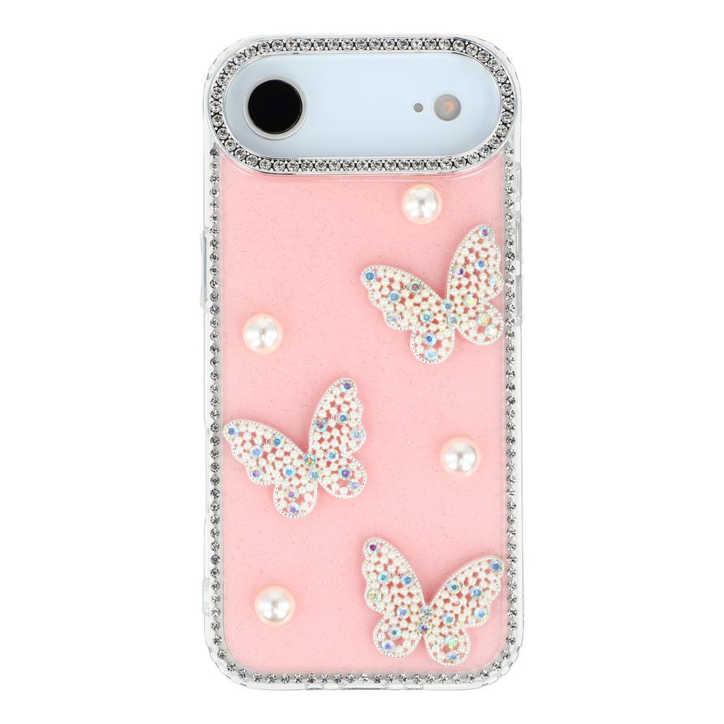 For iPhone Air Case Rhinestone Edge Pearl Butterfly Decor TPU+PC IMD Phone Cover