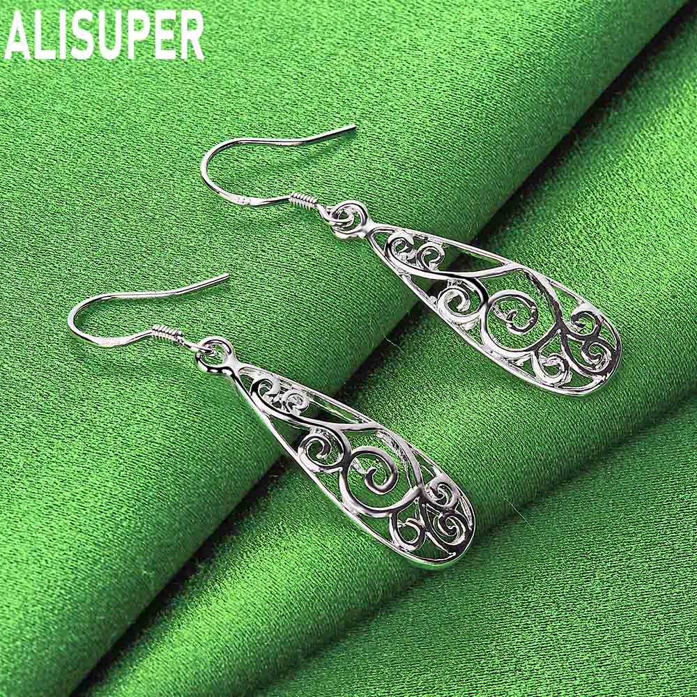 Серьги-подвески с геометрическим узором из стерлингового серебра 925 пробы, модные свадебные украшения с шармом