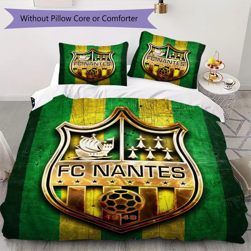 FC Nantes Pattern Bedding uilt Set uilt Cover Pillowcase Home Decoration Birthday Gift (1 * duvet cover + 2 * pillowcase without core)