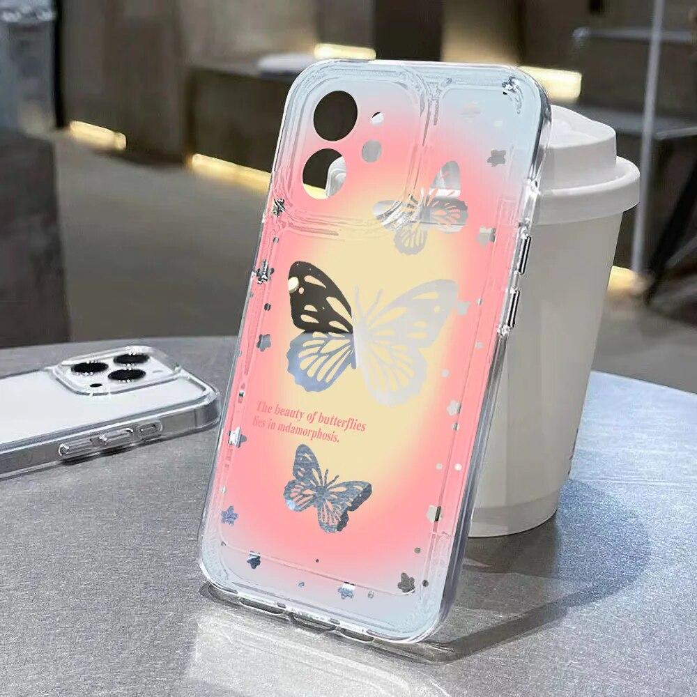 Милый прозрачный чехол для телефона с бабочкой для iPhone 11, чехол для iPhone 15 14 Pro 12 13 Pro Max X XR XS 7 8 15 Plus, противоударная мягкая задняя крышка
