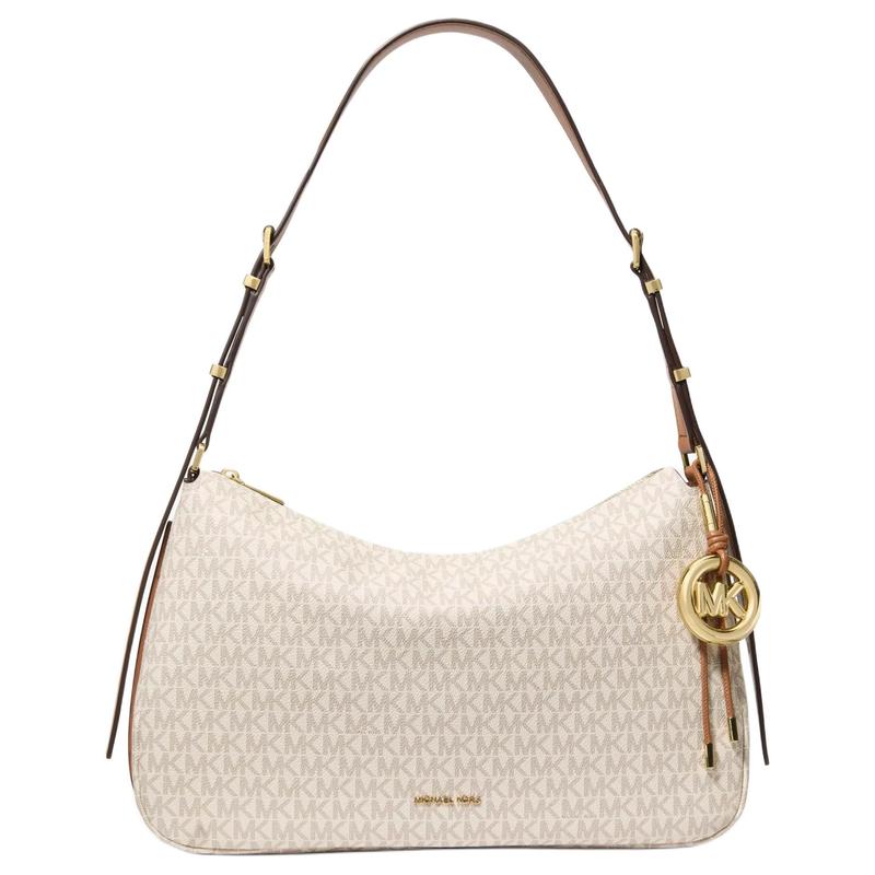 MICHAEL KORS shoulder bag Nolita Metal Accessories Round Pendant Presbyopia Printed All Over Artificial Leather Medium Women’s Vanilla White and Acorn