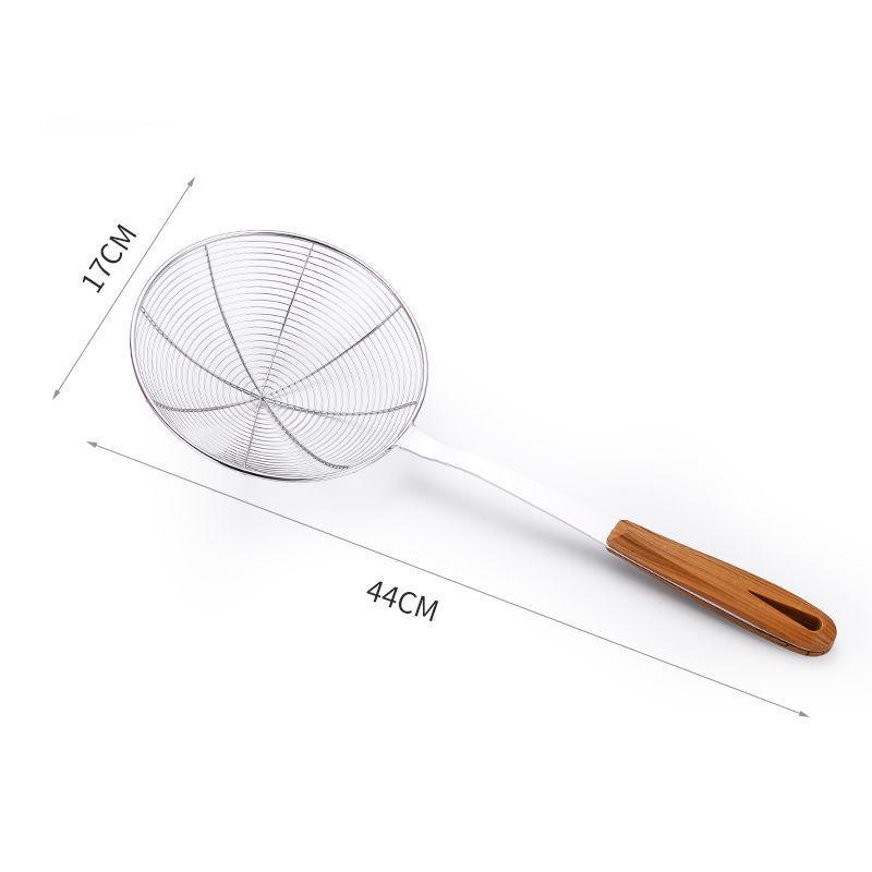 Большой дуршлаг из нержавеющей стали с деревянной ручкой, скиммер для слива масла, фильтр, сито для картофеля фри, ложка, кухонные аксессуары для дома