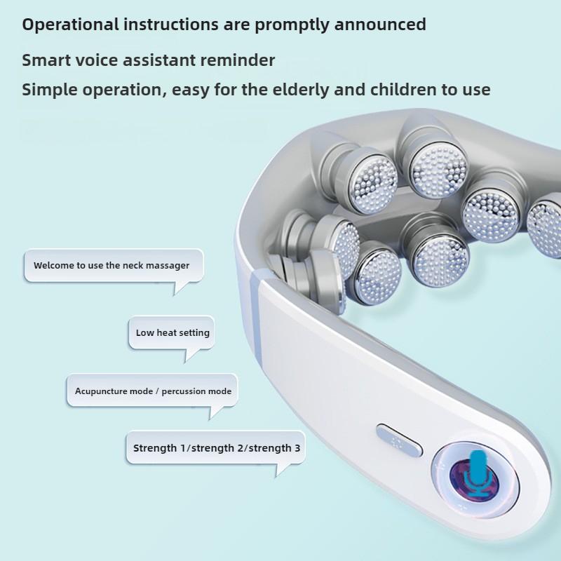 8D U-образный электрический импульсный протектор для шеи для домашнего использования, подключаемый к мобильному приложению, электрический массажер для шейного отдела позвоночника для комфорта и расслабления