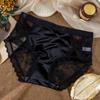Satin Lace Mesh Court-Style Plus Size Mid-High Waist Triangle Panties for Women