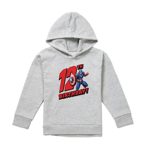 Captain America Childrens/Kids 12th Birthday Heather Pull Over Hoodie