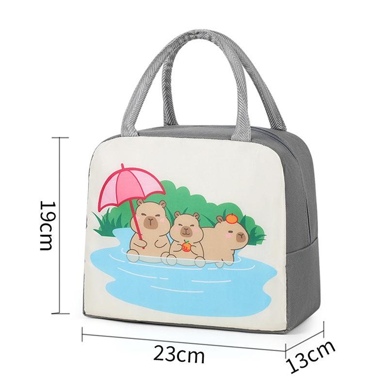 Cartoon Capybara Lunch Bag Insulated Food Container Portable Thermal Bento Box Bag Multifunctional Kids School Picnic Food Pouch