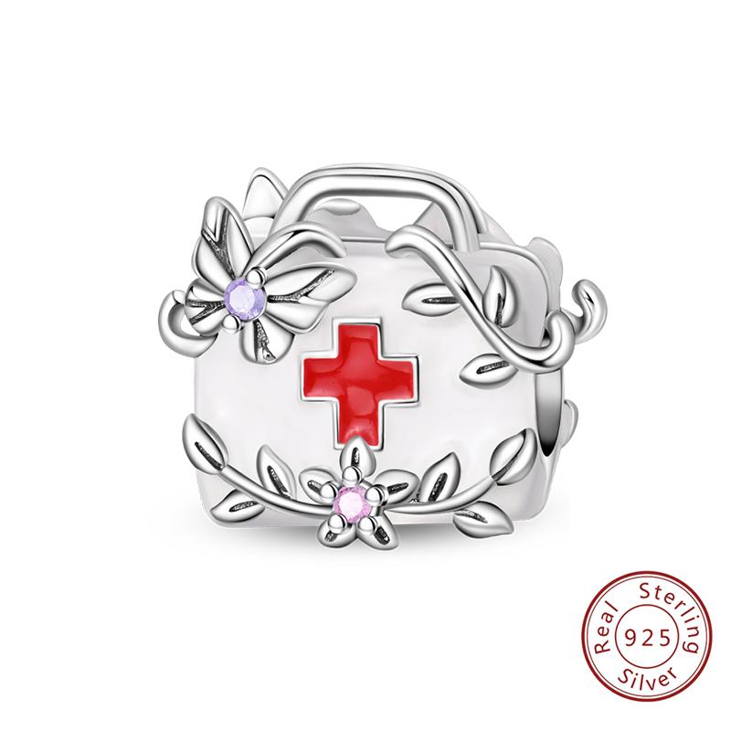 925 Silve Charms Beads Doctor's Teeth Dentist Charms First Aid Kit Dangle For Bracelet Occupation Jewelry Gift