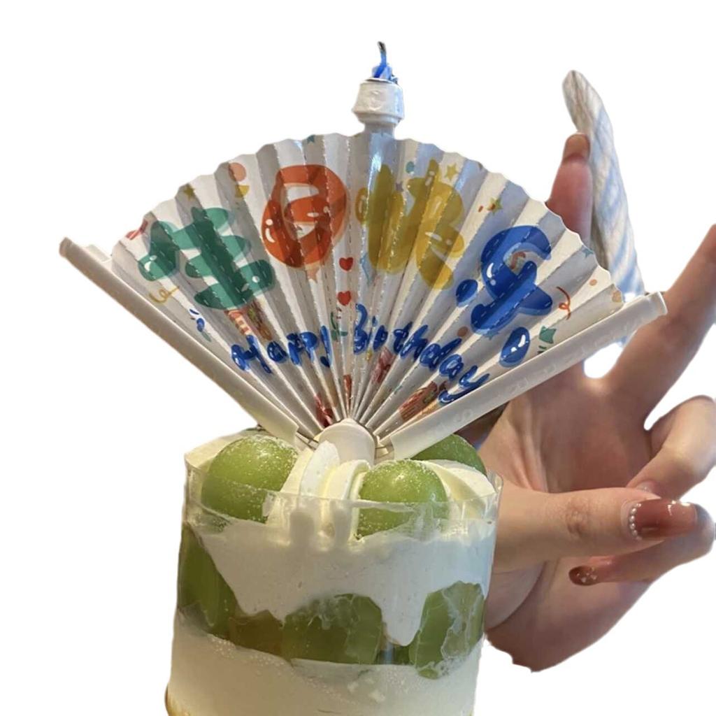 Birthday Candle Fan Decoration Surprise Blessing Fan Fan Shape Expansion Creative Party Automatic Baking
