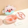 Kids Microwave-Safe Cartoon Lunch Box With Fork Spoon Sauce Compartment 4-Section Bento School