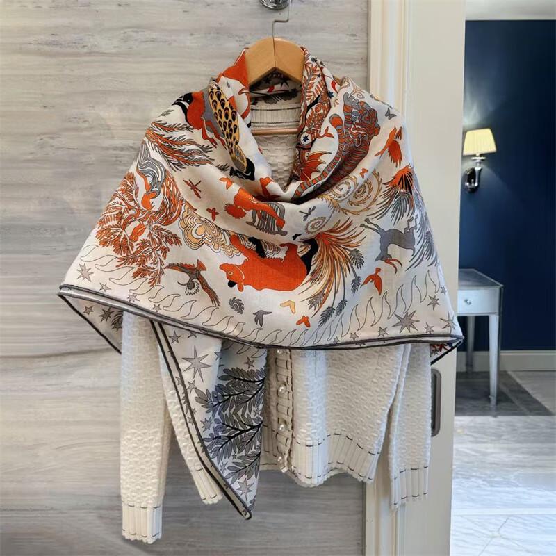 NINA SOLOR Silk Wool Blend Square Scarf