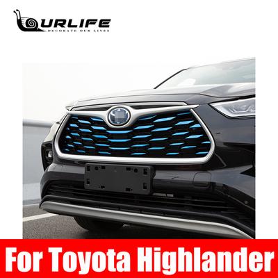 Нержавеющая накладка для Toyota Highlander Kluger 2022 2023, аксессуары, передний бампер автомобиля, центральная решетка, декоративная наклейка