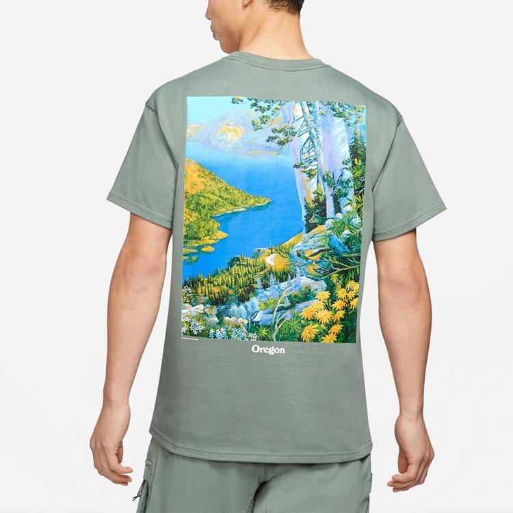 Nike ACG T Shirts Men's Green Crew Neck Moderate Straight Fit DA4878-365