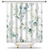 Tropical Green Leaves Plant On White Background Odorless Shower Curtains for Bathroom Showers and Bathtubs Decor with Hooks