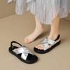 Weiwei girl 393-2 французские сандалии с перекрестными ремешками женские летние пустые корейские версии наступающие на дерьмо повседневные плоские римские туфли
